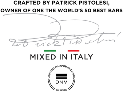 NIO Cocktails master mixologist signature of Patrick Pistolesi, mixed in Italy and certified as quality food by DNV